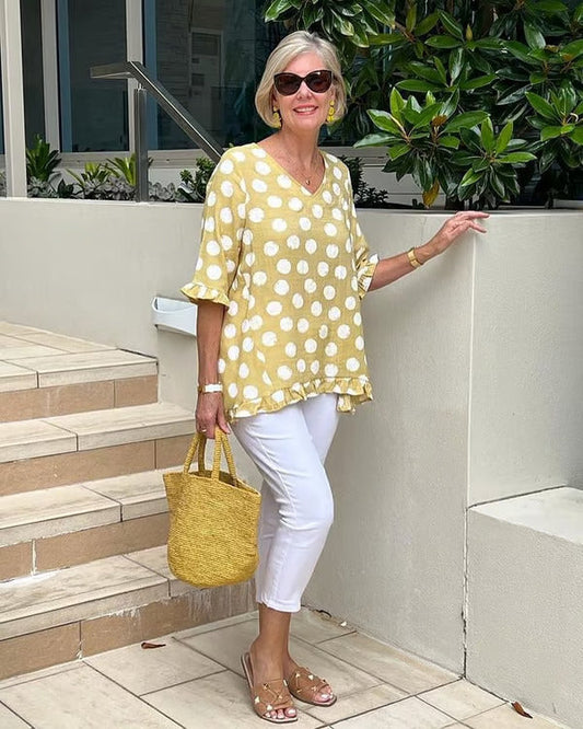 Summer V-Neck Casual Blouse – Comfortable and Everyday-Friendly