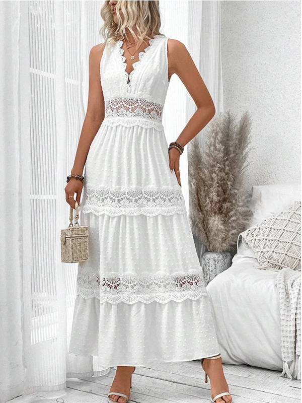 White Lace Maxi Dress – Elegant and Airy