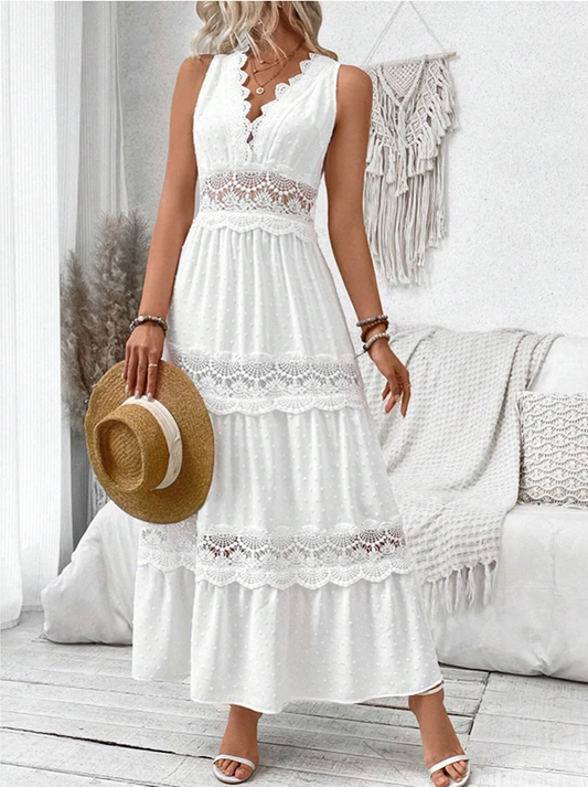 White Lace Maxi Dress – Elegant and Airy